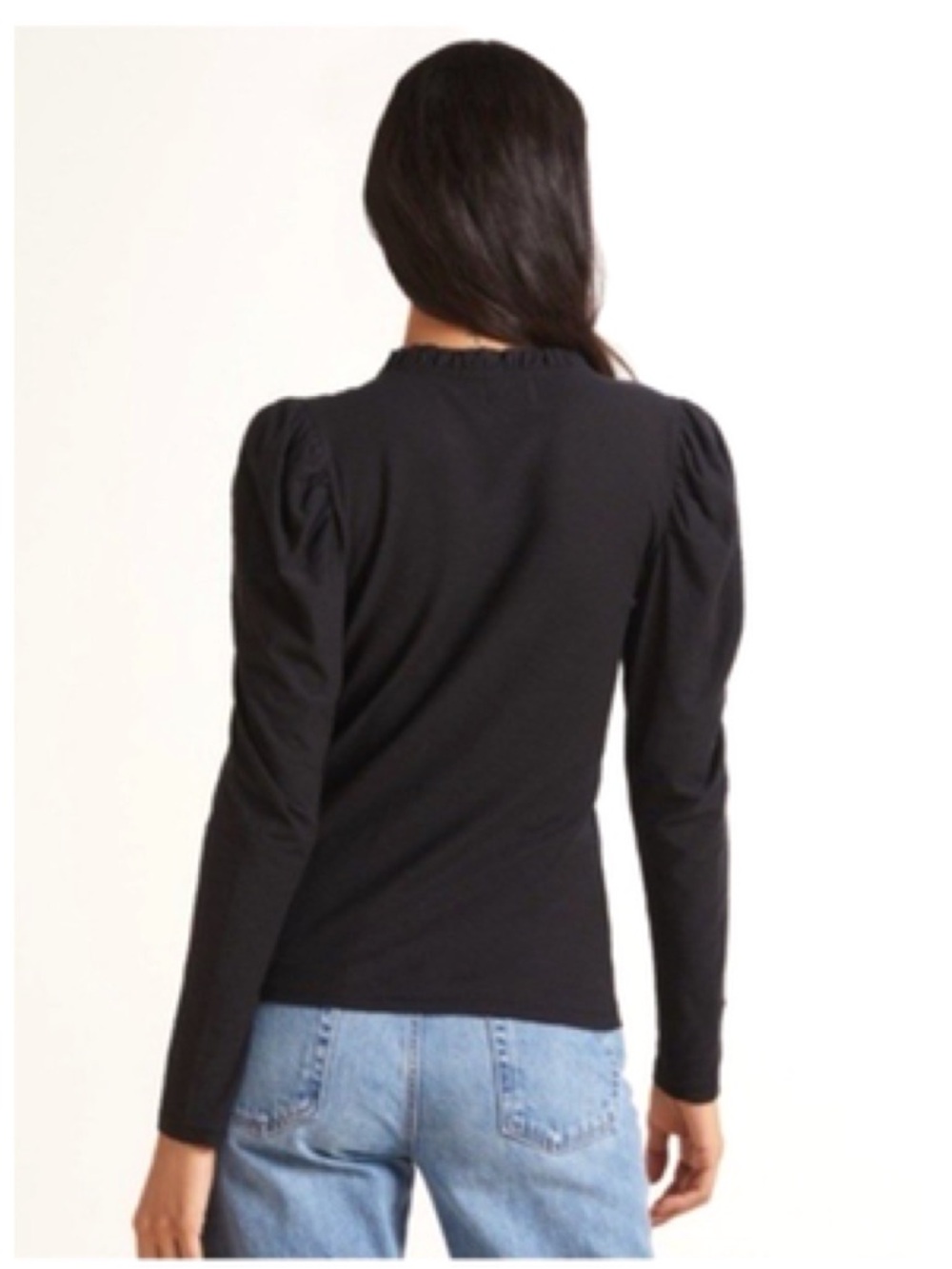 Nation LTD Tamira Elizabethan Long Sleeve Tee Shirt in Black - Picture 2 of 6